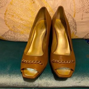 DKNY Block Heel Peep Toe Shoes